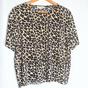Frazier Lawrence Size XL Leopard Slinky Stretch Crop Top Boho Womens Plus Size